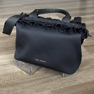 Ted Baker London Roseiee Ruffle Large Tote Black Crossbody Strap